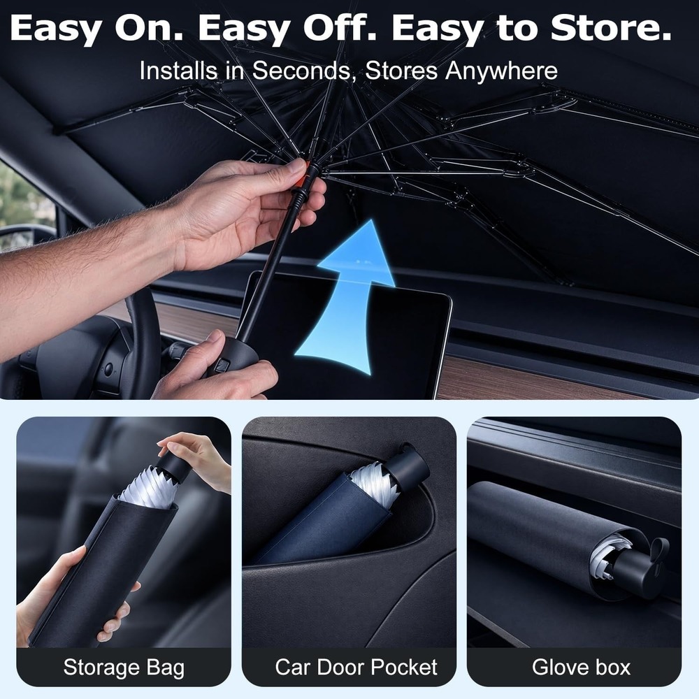 2026 Upgraded Doogoocoo Windshield Sun Shade Umbrella For Car Reinforced Frame